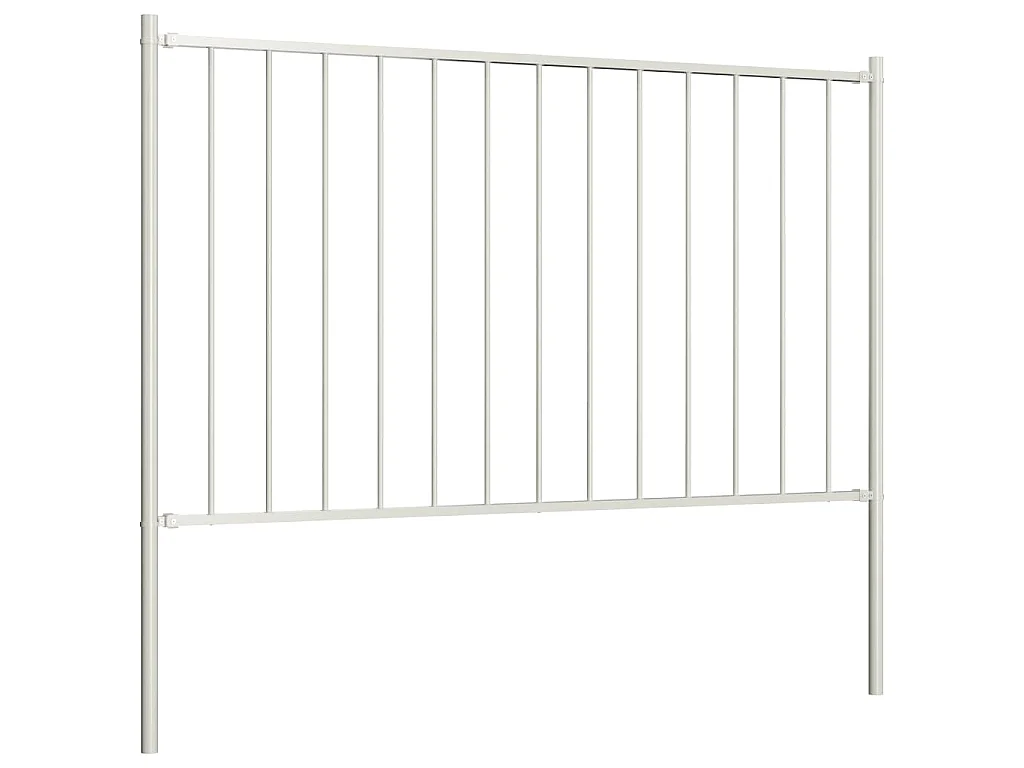 Panneau clôture et poteaux acier enduit de poudre 1,7x1 m blanc FR609960