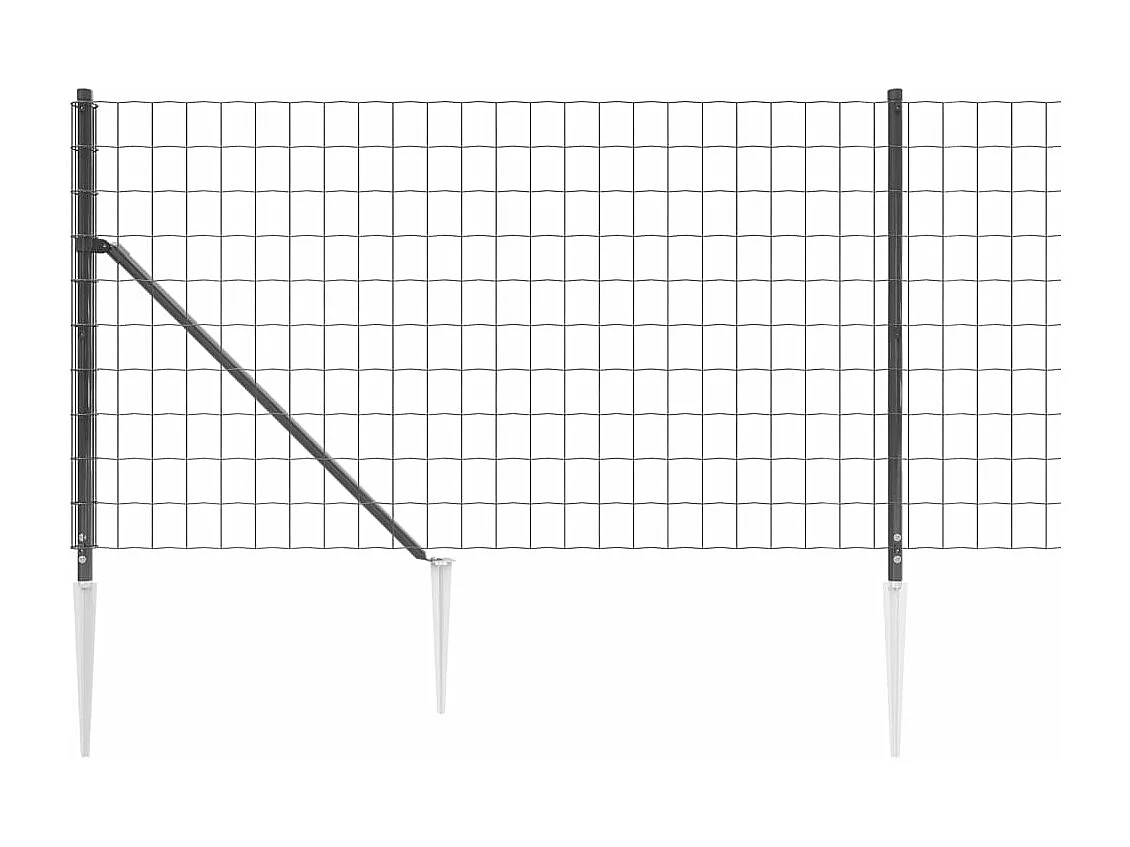 Clôture en treillis métallique et ancrage anthracite 0,8x10 m FR591325