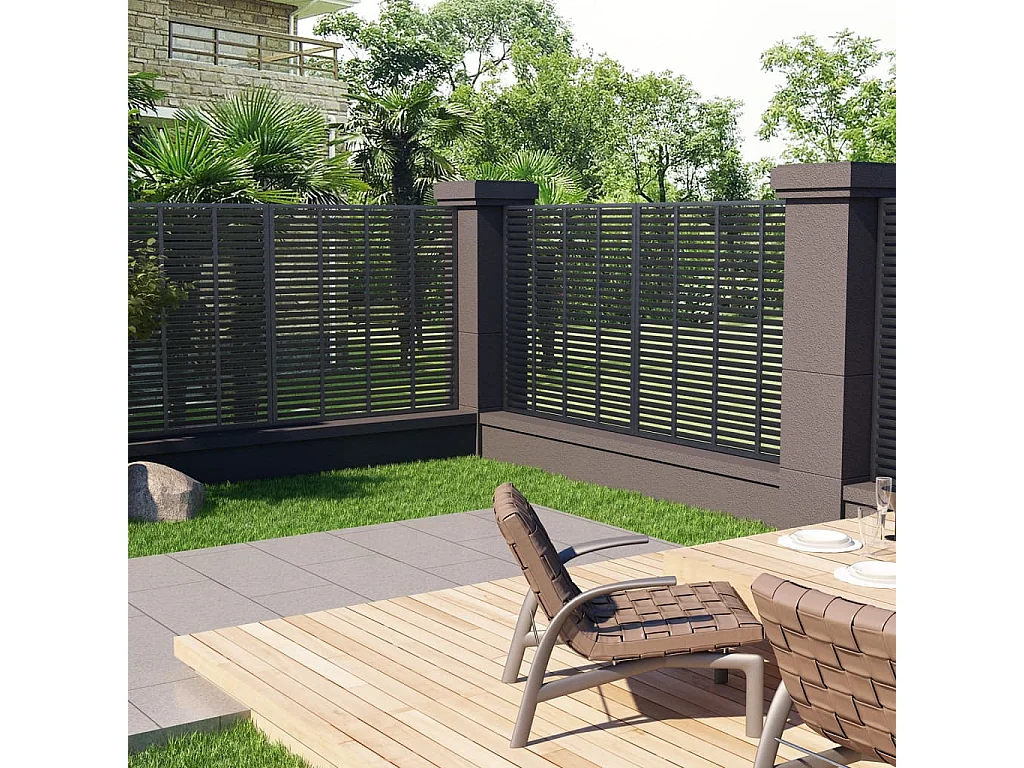 Painel de vedação estilo veneziana WPC 180x180 cm cinzento PT385170