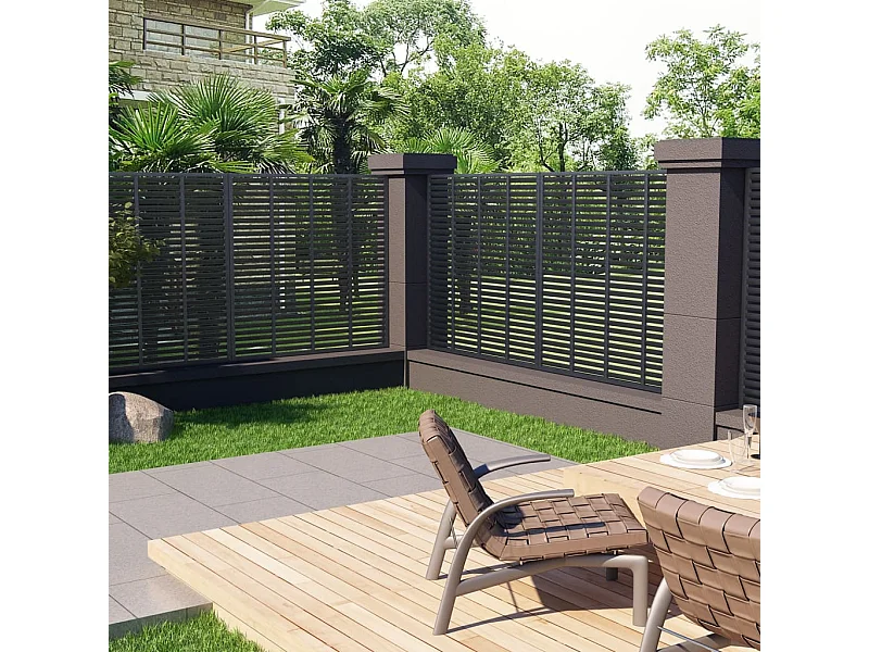 Clôture à persiennes WPC 180x180 cm gris FR275294