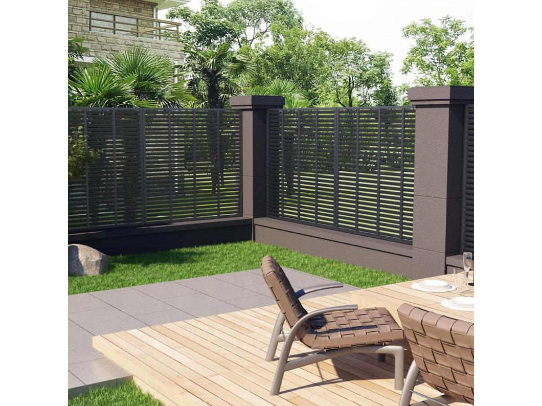 Lamellenhek 180x180 cm HKC grijs BE440149