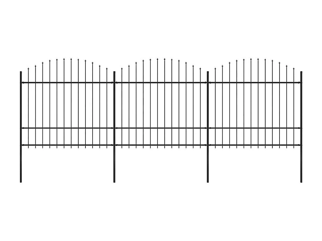 Valla de jardín con puntas de lanza acero negro (1,5-1,75)x5,1m ES255411