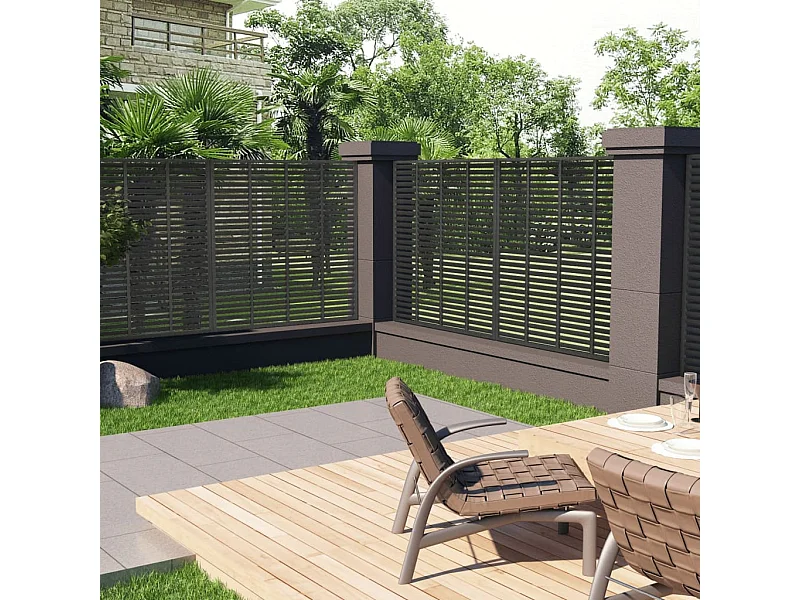 Clôture à persiennes WPC 180x180 cm gris foncé FR975406