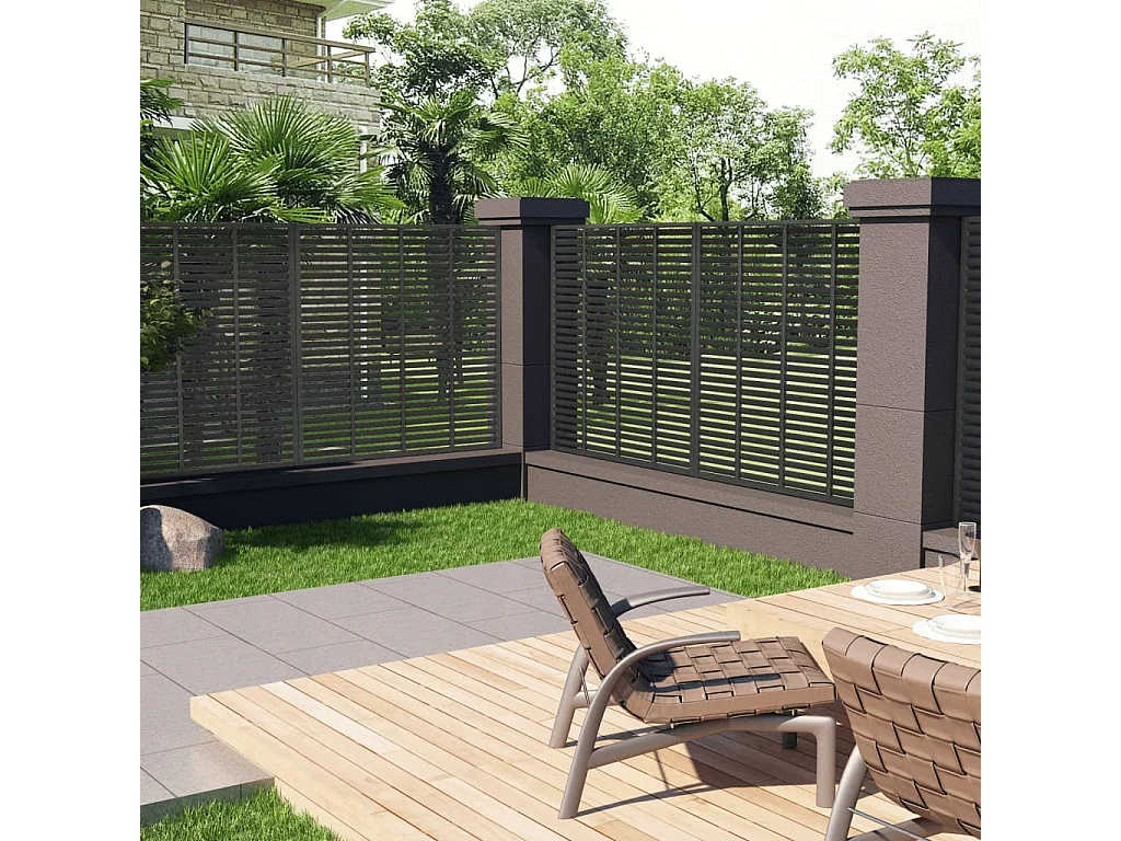 Painel de vedação estilo veneziana WPC 180x180 cm cinza-escuro PT236268