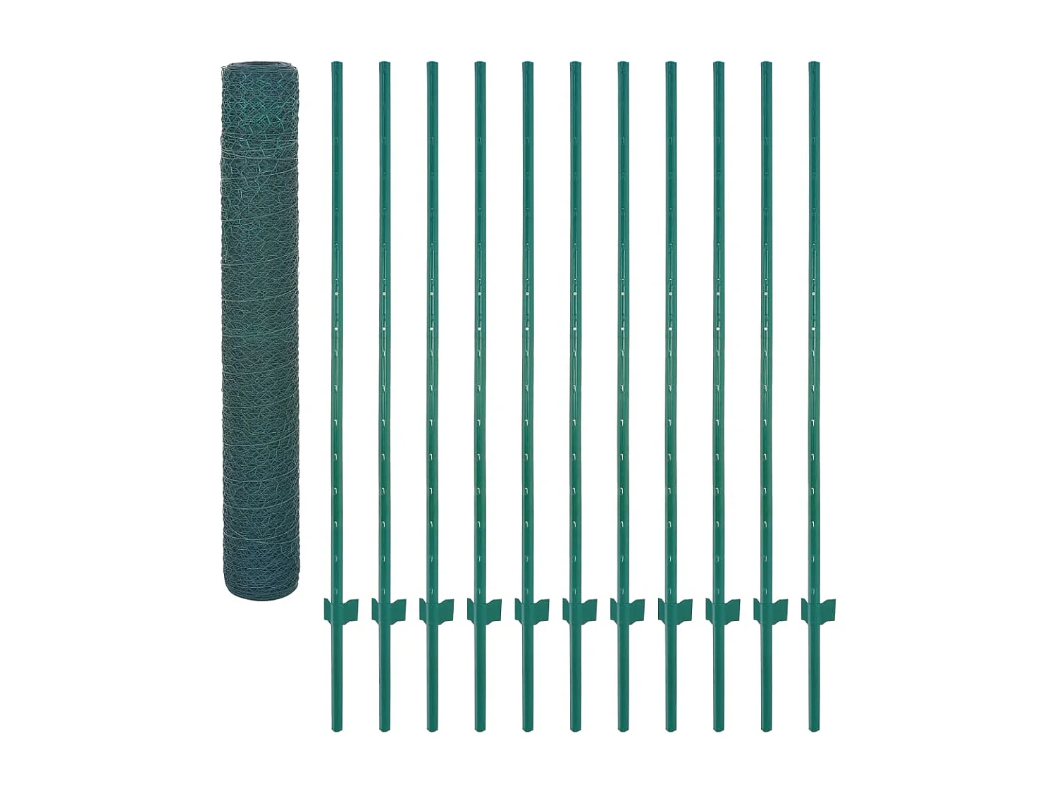 Draadgaashek met palen 25x2 m staal groen BE808210