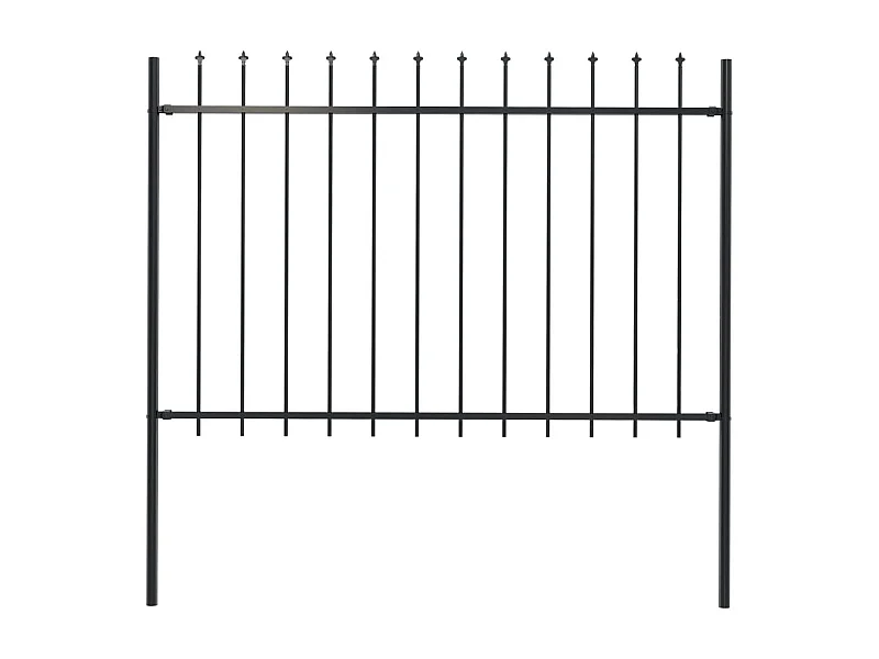 Clôture de jardin avec dessus en lance Acier 1,7 x 1,2 m Noir FR597209