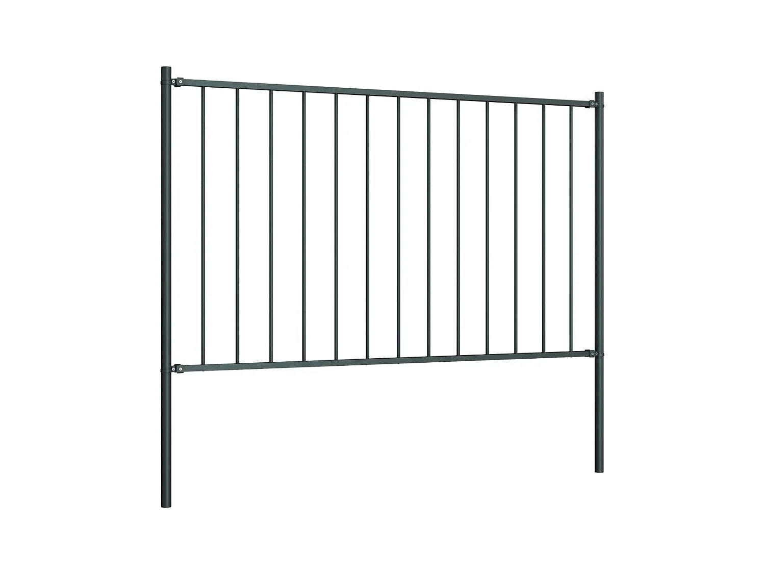 Panel de valla y postes acero recubrimiento polvo gris 1,7x1 m ES401544