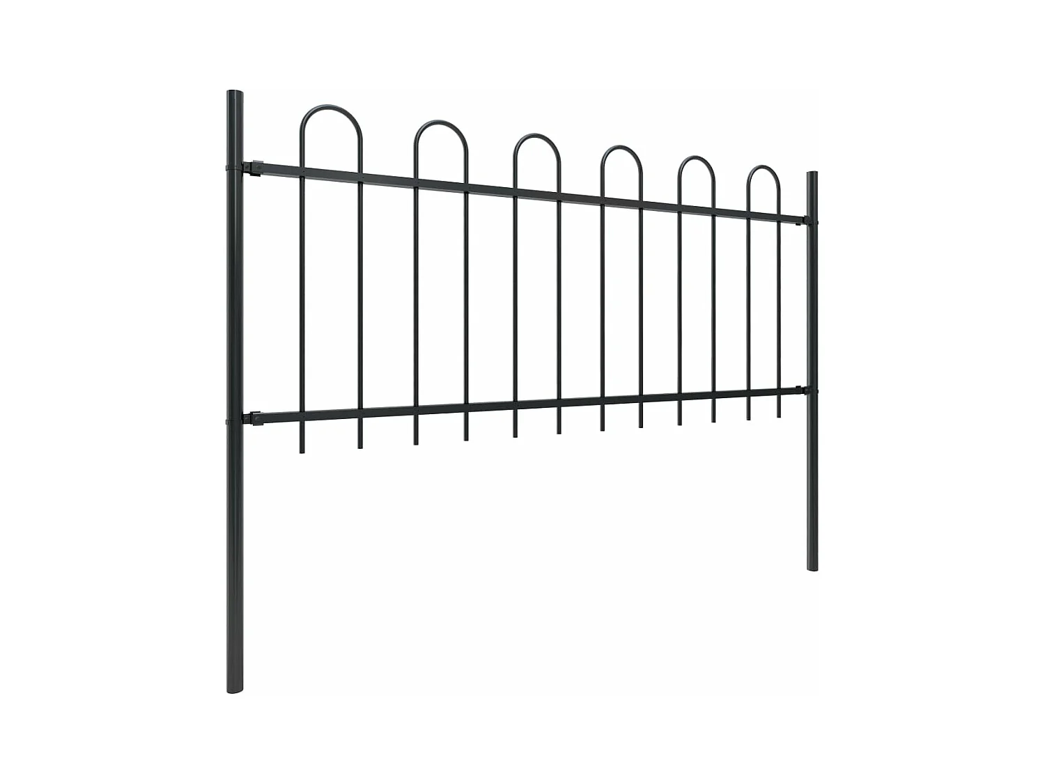 Tuinhek met ronde bovenkant 1,7 m staal zwart BE685022