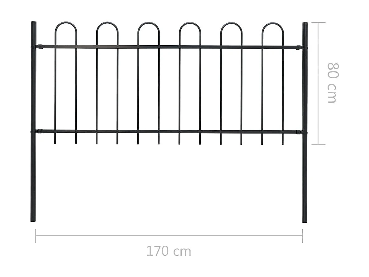 Clôture de jardin avec dessus en cerceau Acier 1,7 m Noir FR937618