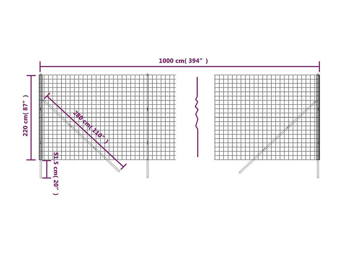 Clôture en treillis métallique anthracite 2,2x10 m FR398372