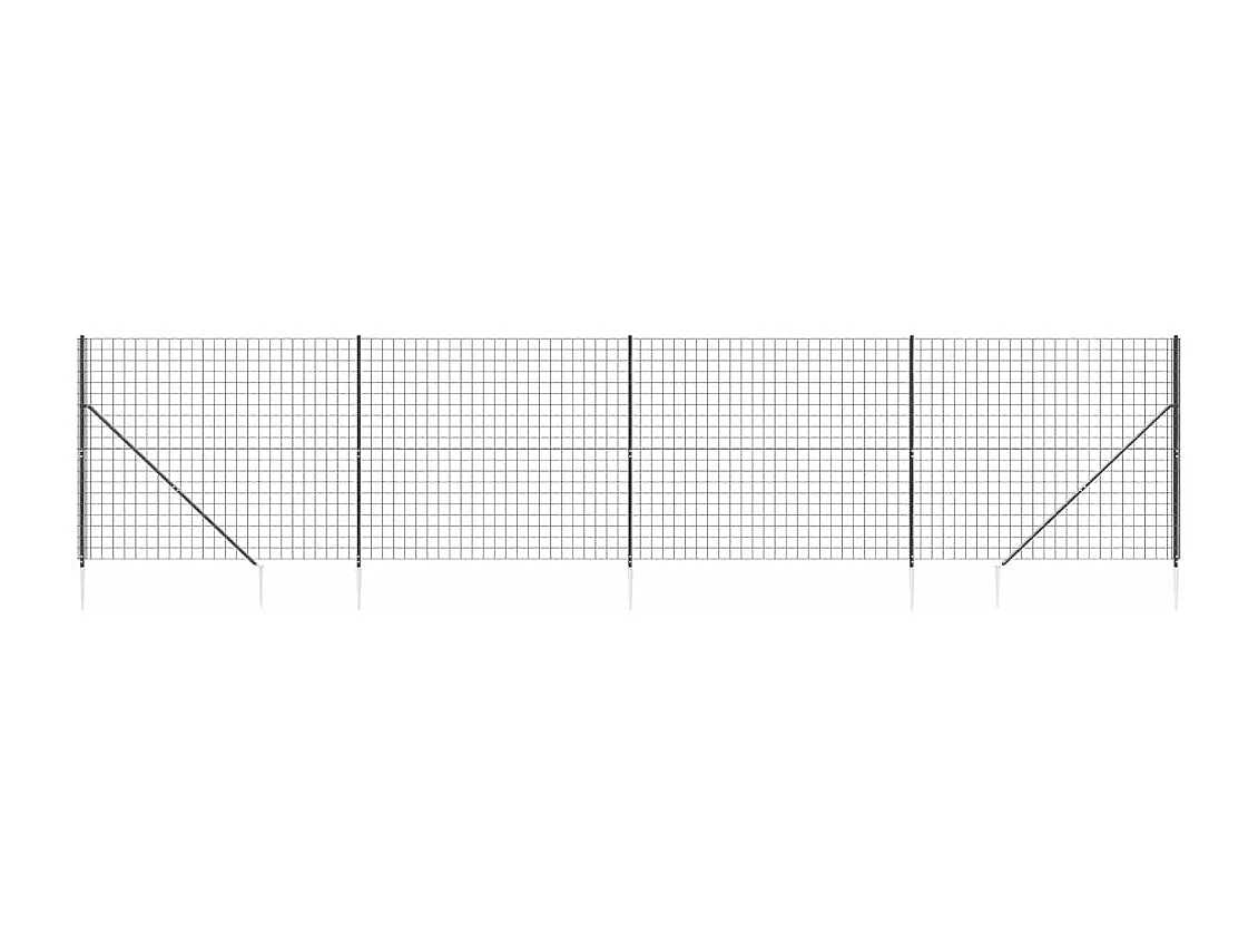 Clôture en treillis métallique et ancrage anthracite 1,6x10 m FR298986