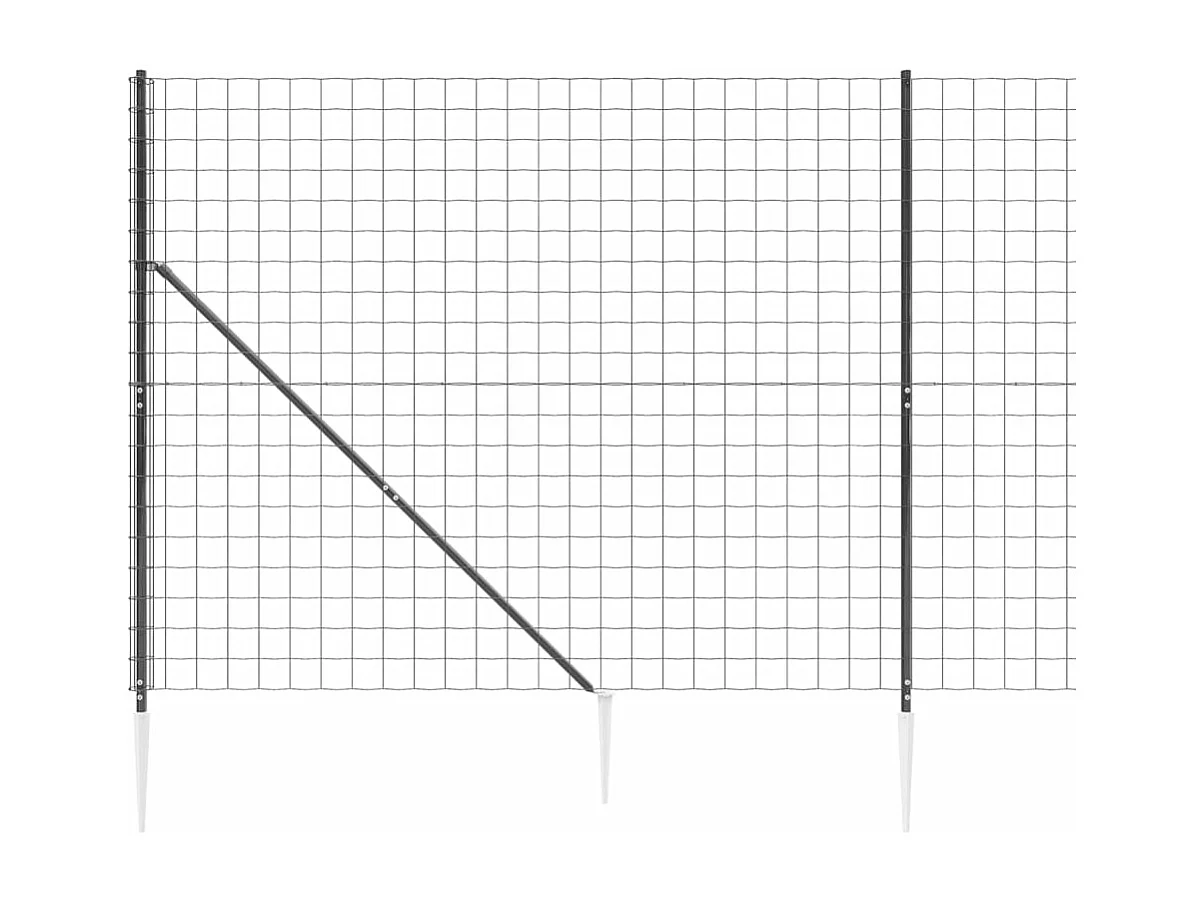 Clôture en treillis métallique et ancrage anthracite 1,6x10 m FR298986