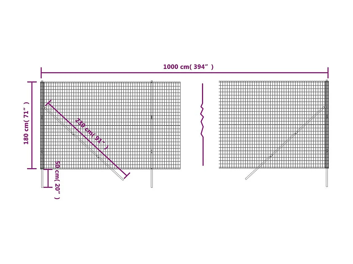 Clôture en treillis métallique anthracite 1,8x10 m FR282605