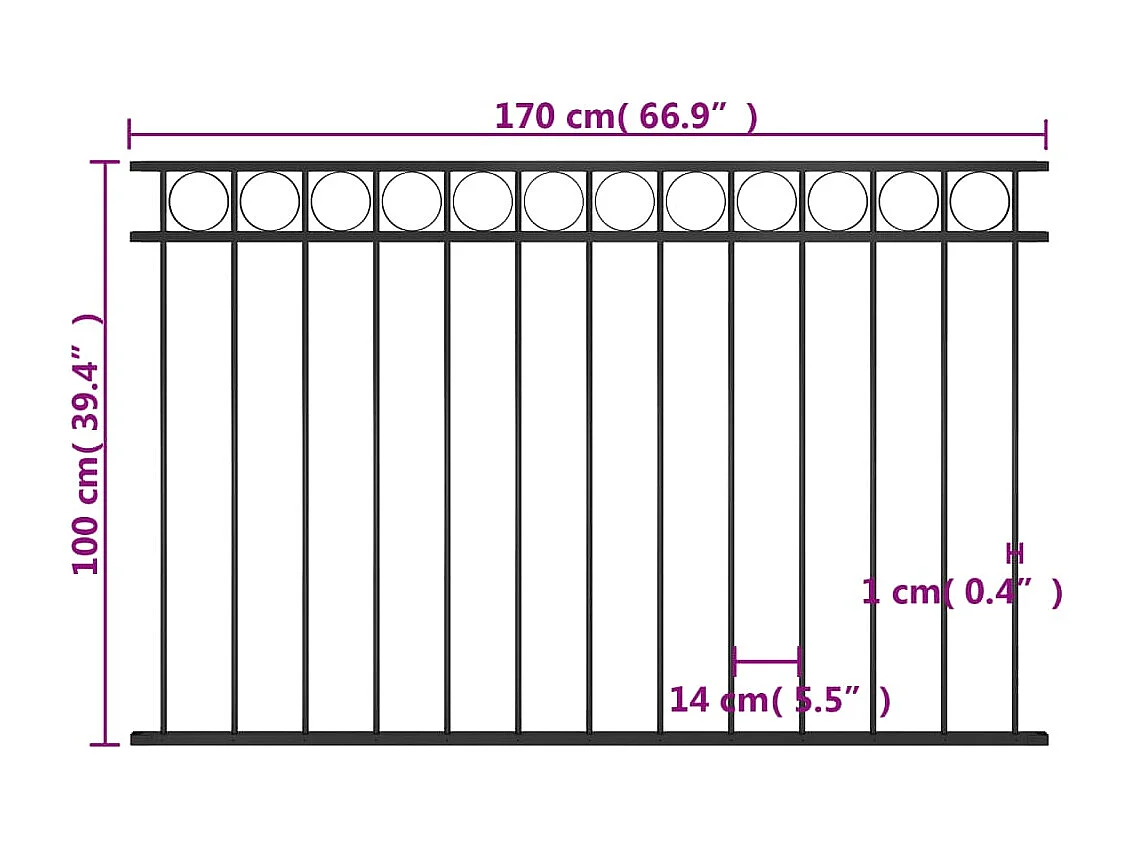 Schuttingpaneel 1,7x1 m staal zwart BE161669