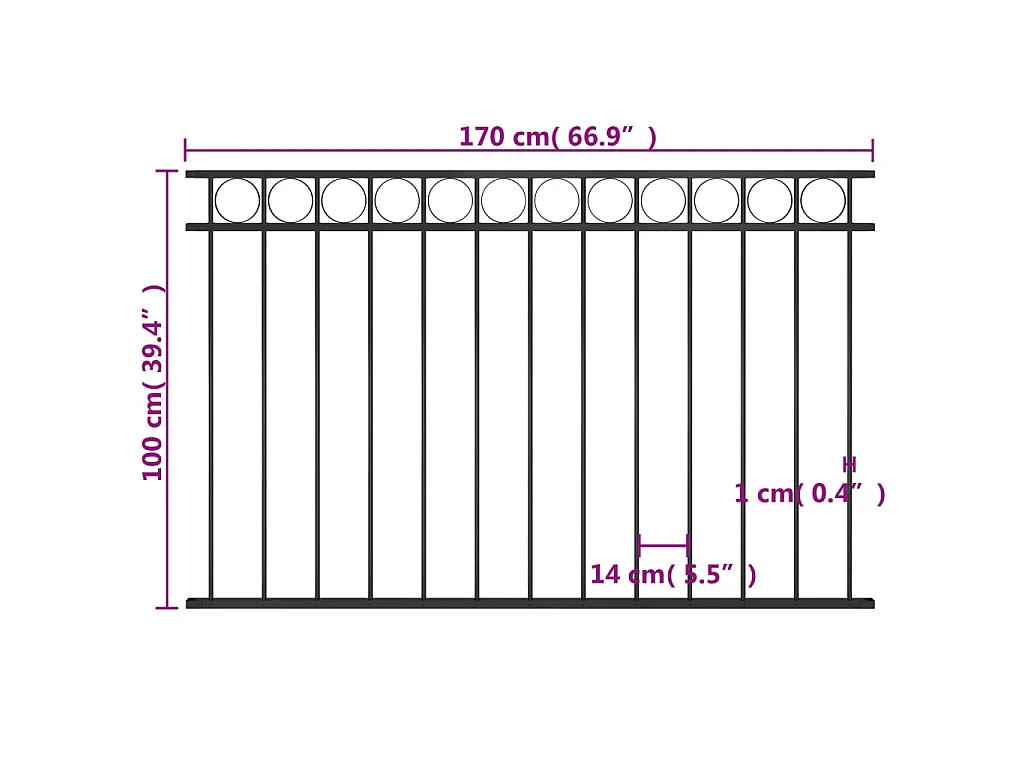 Panneau de clôture Acier 1,7x1 m Noir FR881842