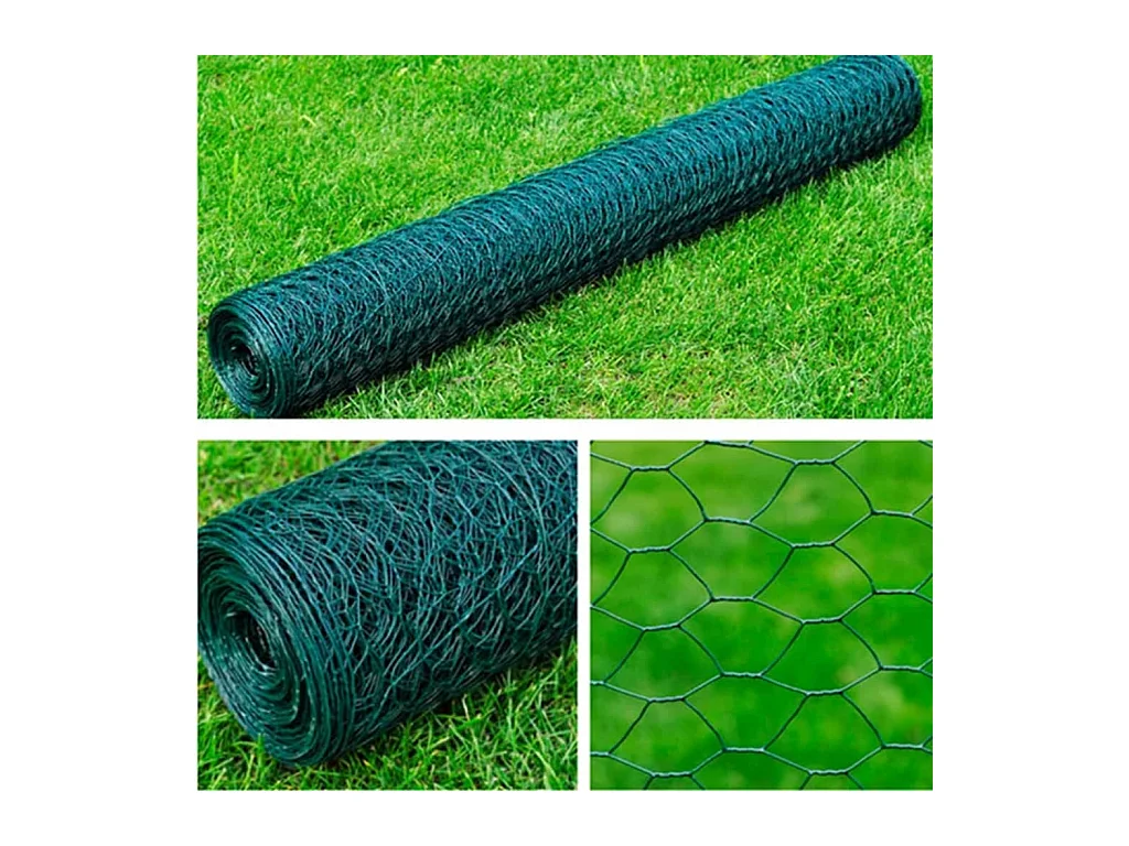 Clôture en treillis acier hexagonal 1x25 m vert foncé FR459419