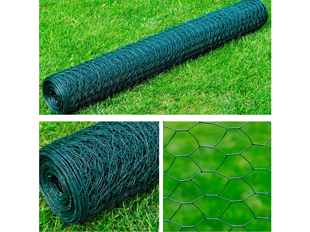 Clôture en treillis acier hexagonal 1x25 m vert foncé FR459419