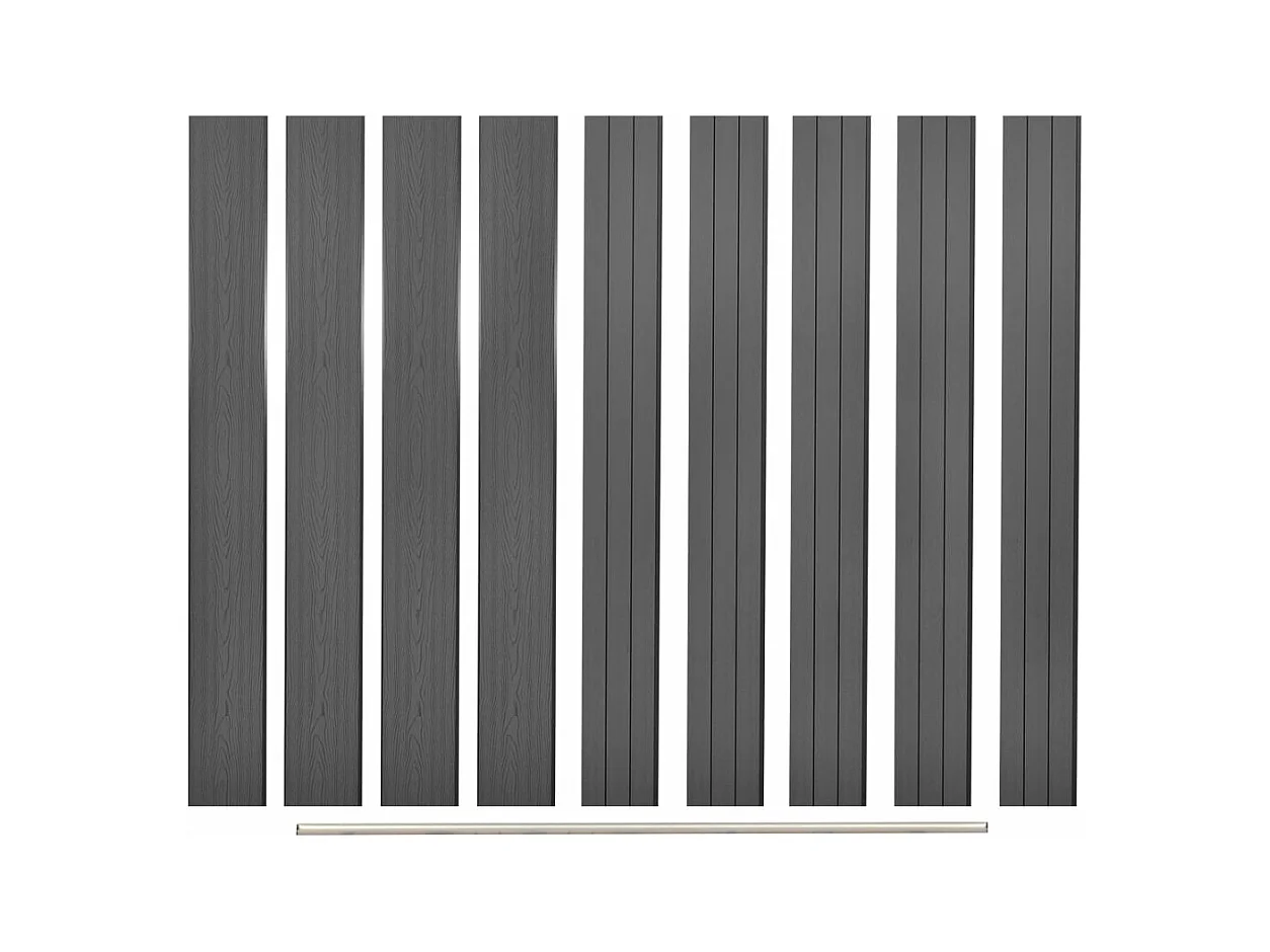 Panneaux de clôture de remplacement 9 pcs WPC 170 cm Gris FR154002