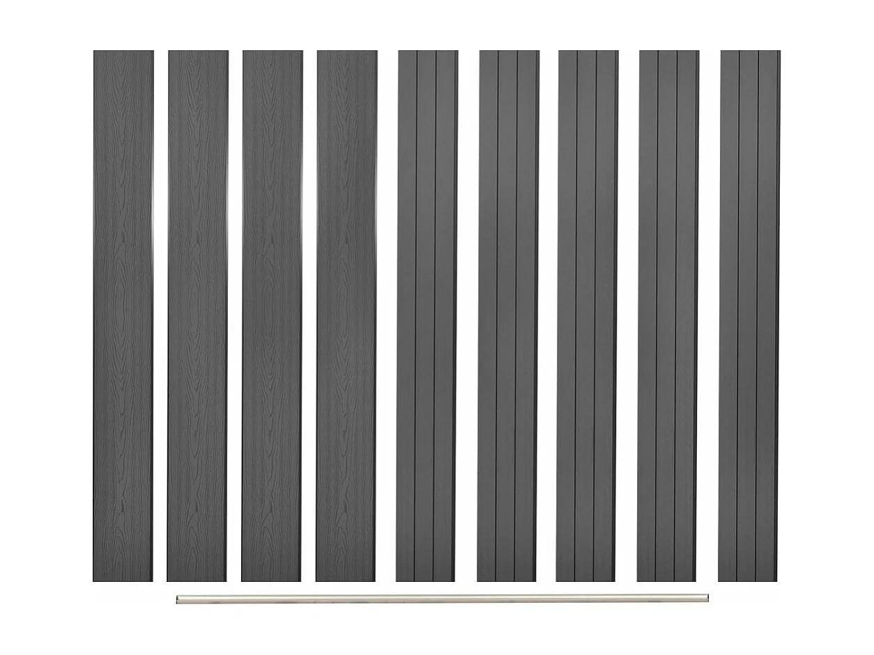 Panneaux de clôture de remplacement 9 pcs WPC 170 cm Gris FR154002