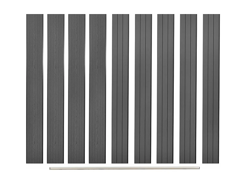 Panneaux de clôture de remplacement 9 pcs WPC 170 cm Gris FR154002