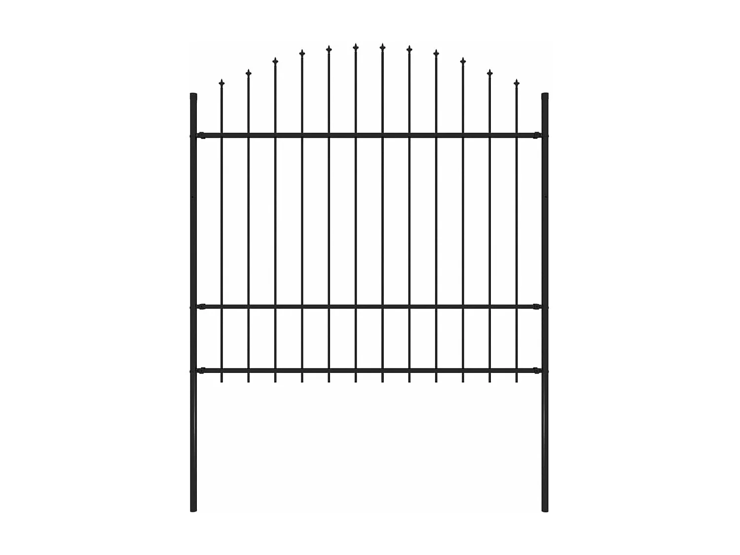 Clôture de jardin avec dessus en lance Acier 1,7 m Noir FR131398