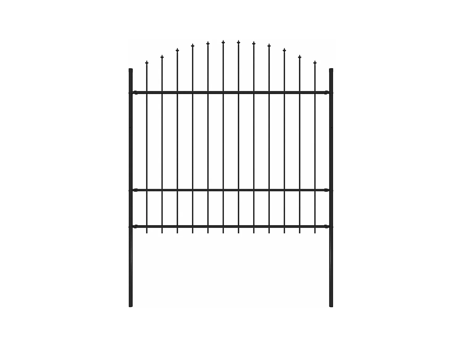 Tuinhek met speren bovenkant (1,5-1,75)x1,7 m staal zwart BE151638
