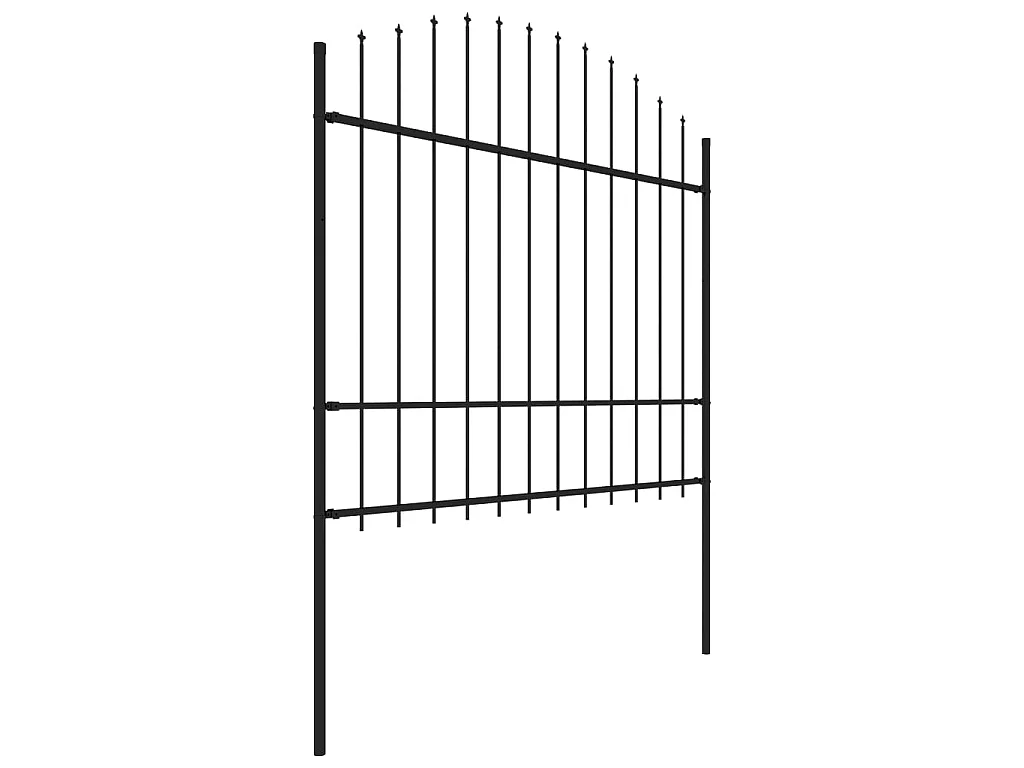 Clôture de jardin avec dessus en lance Acier 1,7 m Noir FR131398
