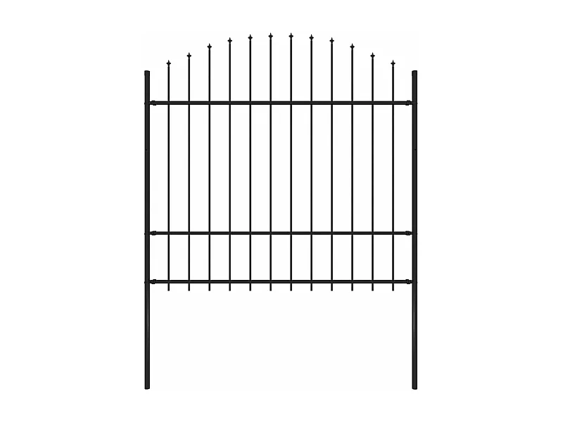 Clôture de jardin avec dessus en lance Acier 1,7 m Noir FR131398