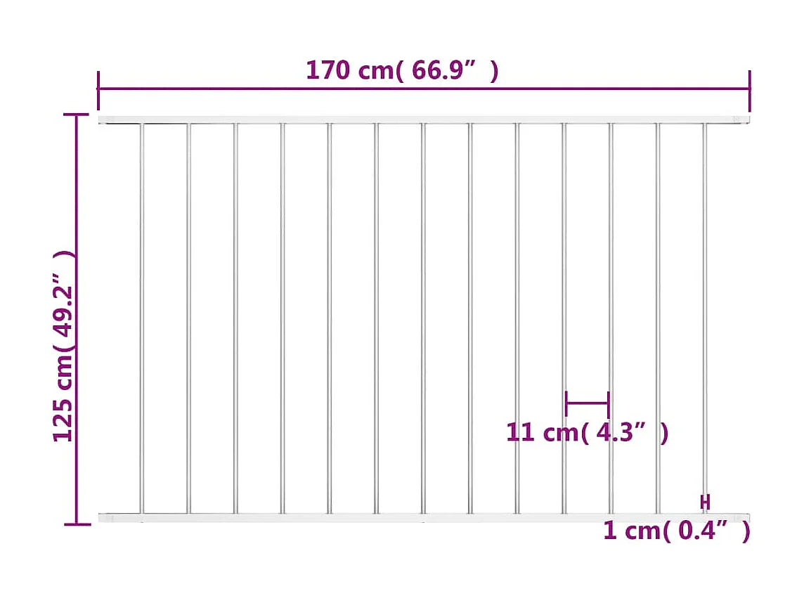 Panneau de clôture Acier enduit de poudre 1,7x1,25 m Blanc FR184399