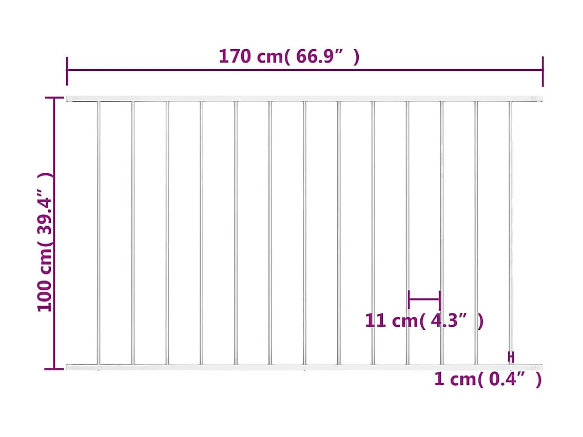 Panneau de clôture Acier enduit de poudre 1,7x1 m Blanc FR248733