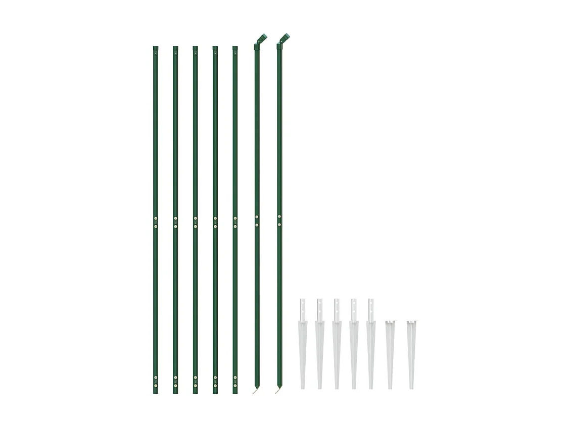 Clôture en treillis métallique et piquet d'ancrage vert 2,2x10m FR605127