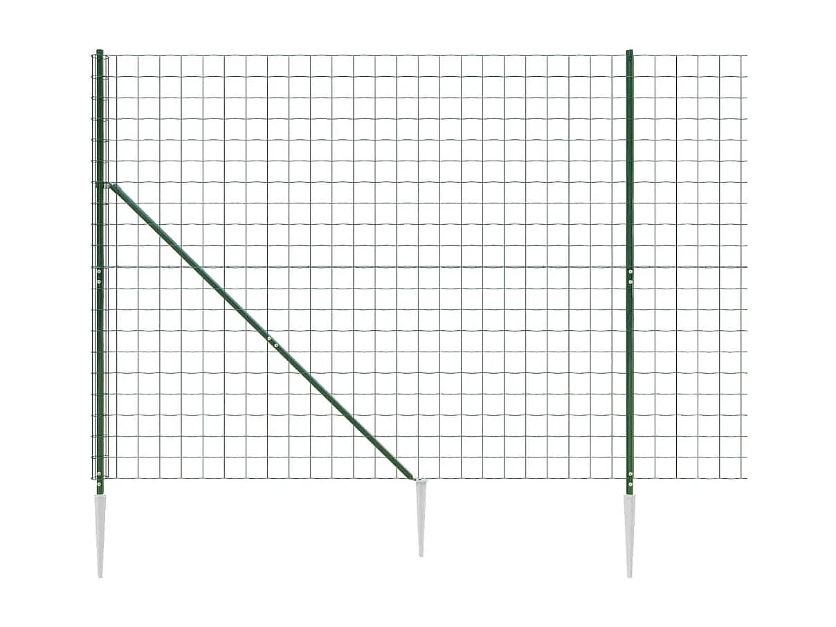 Clôture en treillis métallique et piquet d'ancrage vert 2,2x10m FR605127
