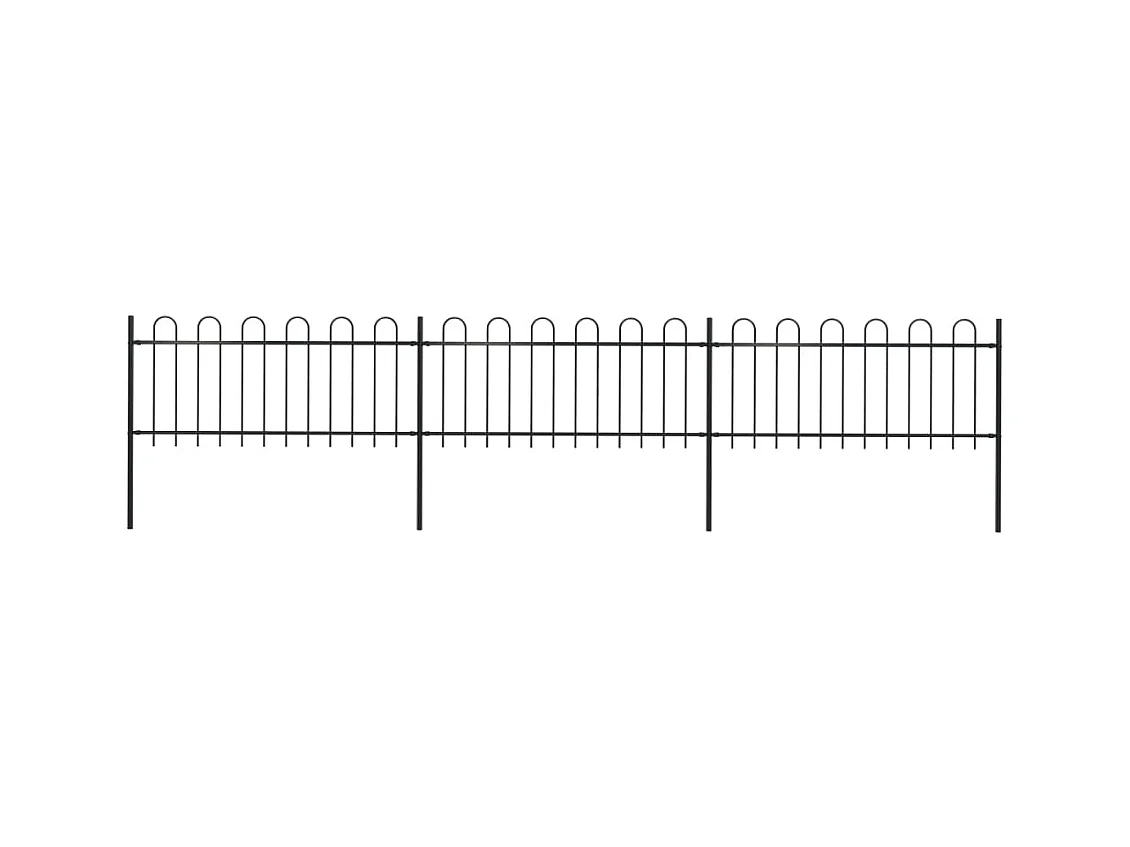 Clôture de jardin avec dessus en cerceau Acier 5,1 x 0,8 m Noir FR776603