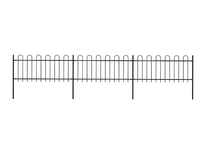 Clôture de jardin avec dessus en cerceau Acier 5,1 x 0,8 m Noir FR776603