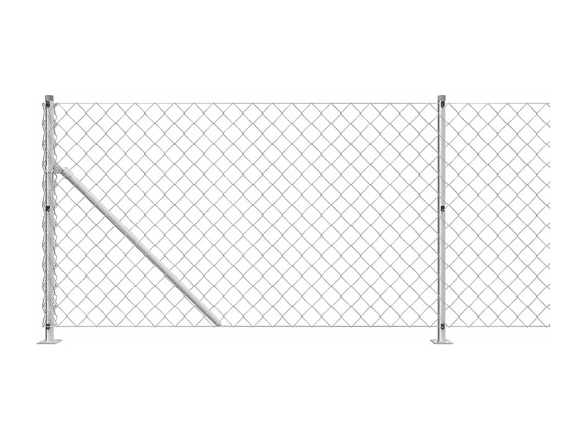 Cerca de arame com flange 0,8x25 m prateado PT268713