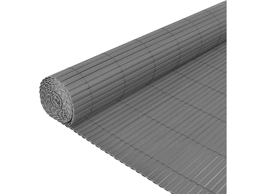 Tuinafscheiding dubbelzijdig 90x300 cm PVC grijs BE522149