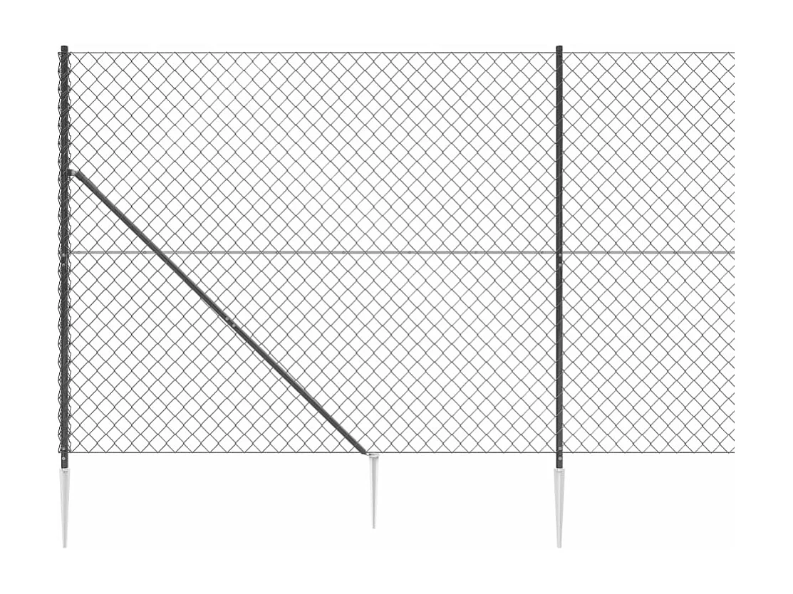 Clôture à mailles losangées avec ancrage anthracite 1,6x25 m FR444530