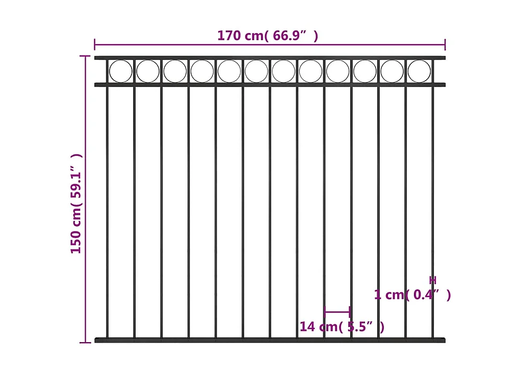 Panneau de clôture Acier 1,7x1,5 m Noir FR898146