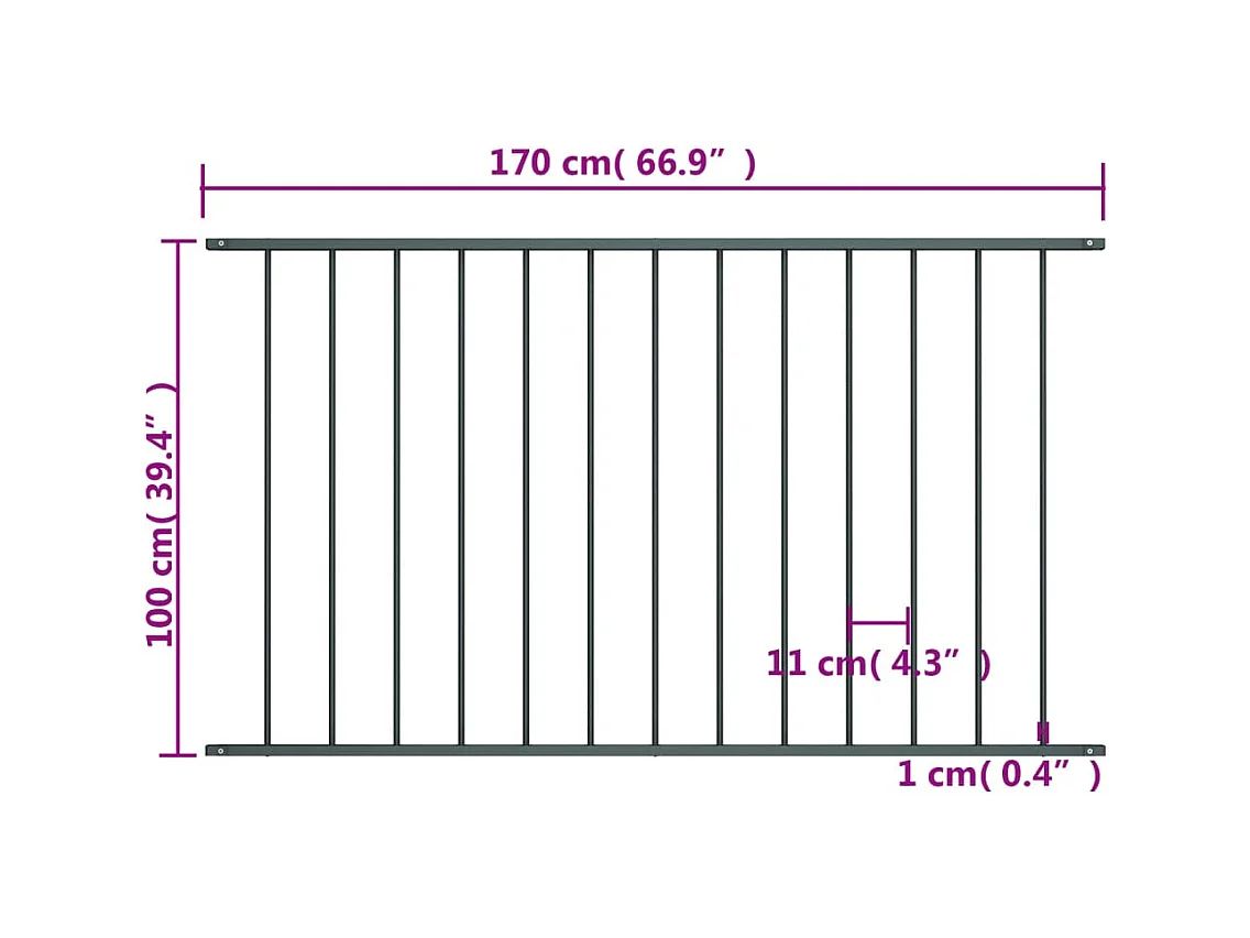 Panel de valla acero recubrimiento polvo gris antracita 1,7x1 m ES292207