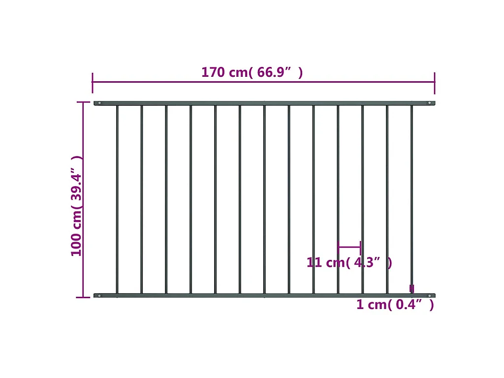 Panneau de clôture Acier enduit de poudre 1,7x1 m Anthracite FR193689