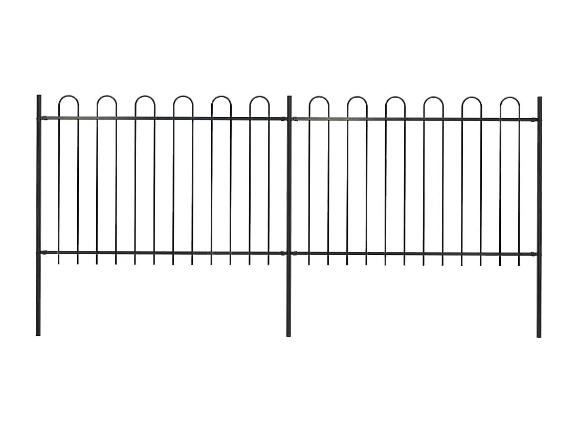 Clôture de jardin avec dessus en cerceau Acier 3,4 x 1,2 m Noir FR688038