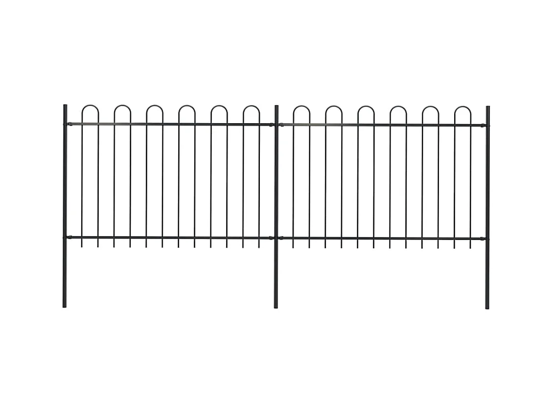 Clôture de jardin avec dessus en cerceau Acier 3,4 x 1,2 m Noir FR688038