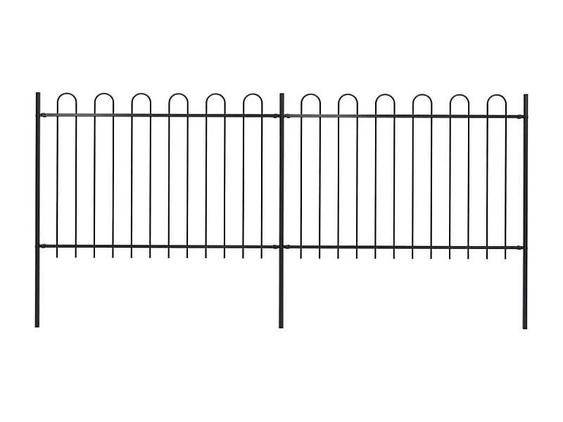 Clôture de jardin avec dessus en cerceau Acier 3,4 x 1,2 m Noir FR688038