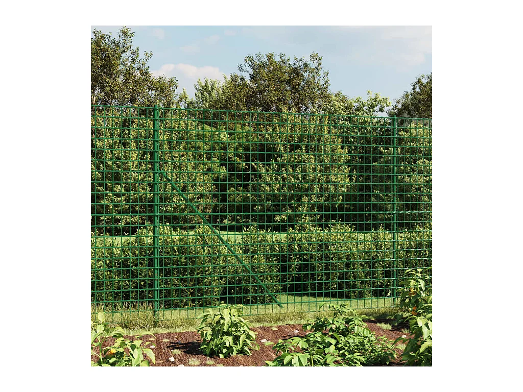 Clôture en treillis métallique avec bride vert 2,2x25 m FR815642
