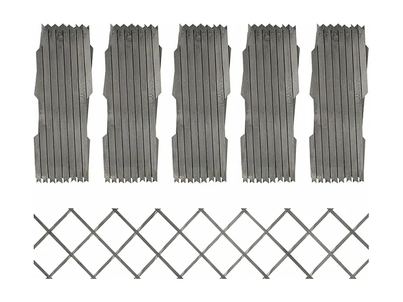 Vallas enrejado 5 uds madera maciza de abeto gris 180x30 cm ES863311