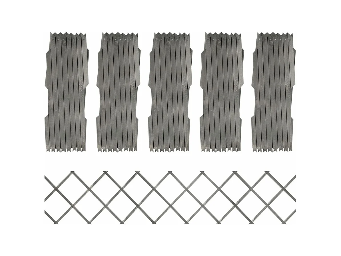 Clôture à treillis 5 pcs Gris Bois de sapin massif 180x30 cm FR723173