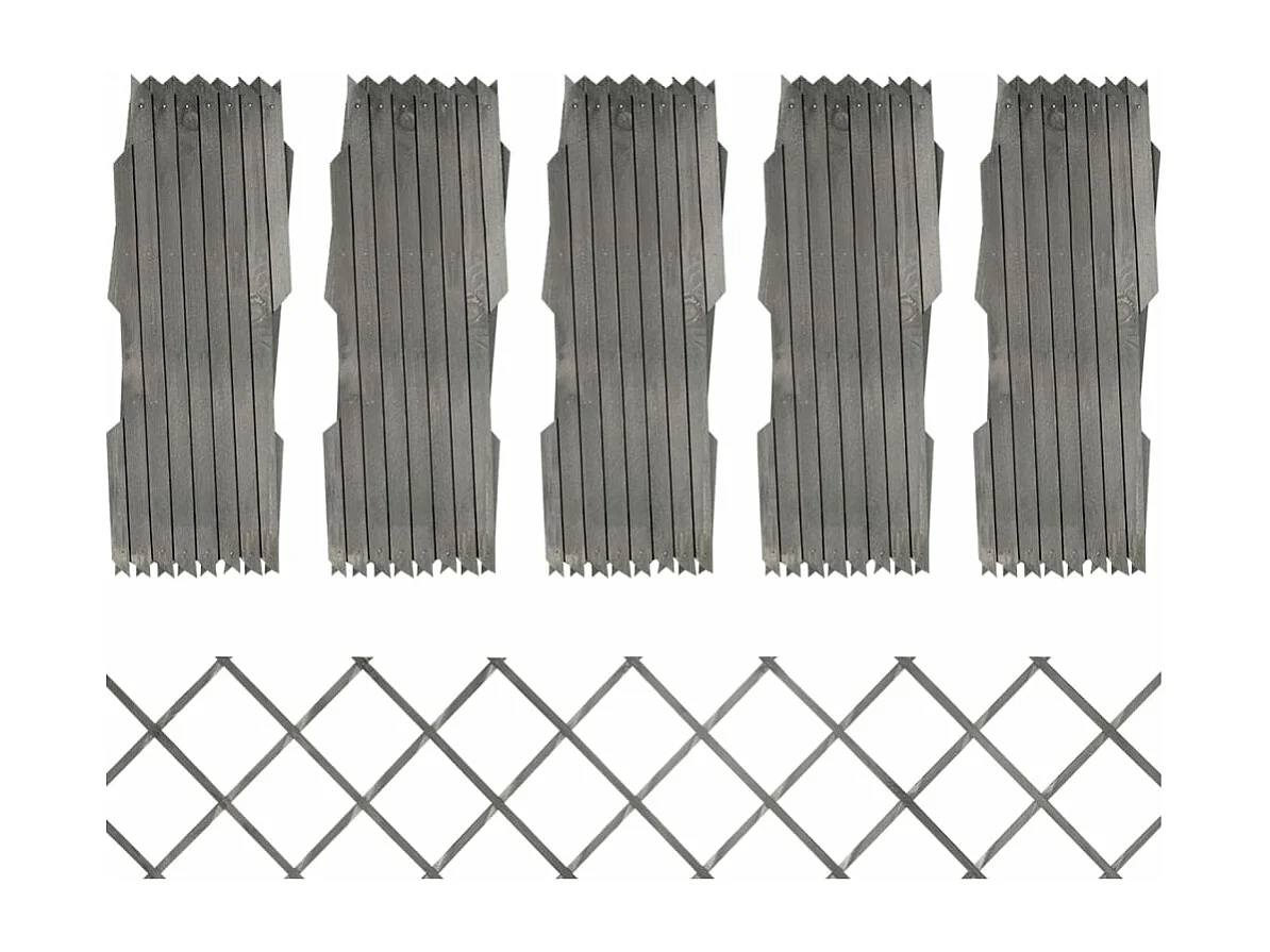 Cercas em treliça 5 pcs 180x30 cm abeto maciço cinzento PT780887