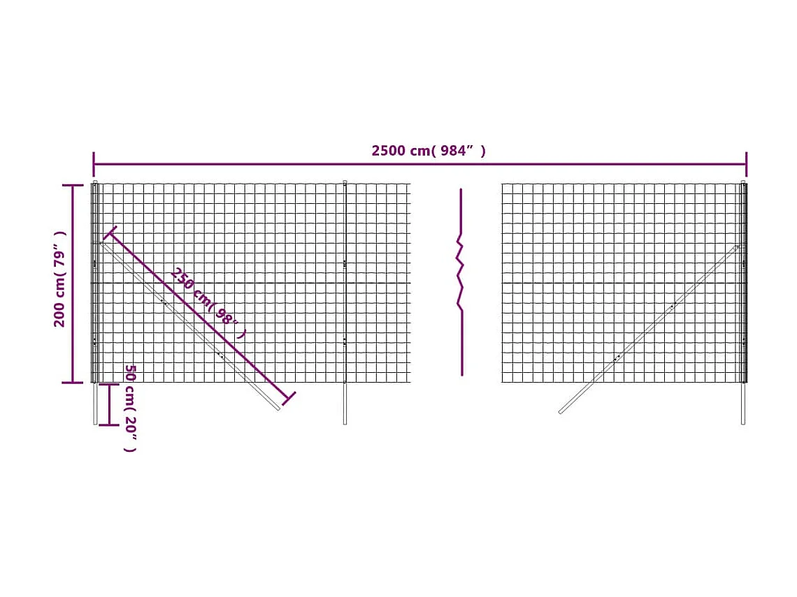 Clôture en treillis métallique anthracite 2x25m acier galvanisé FR267959