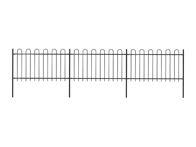 Valla de jardín con puntas de aro acero negro 5,1x1 m ES631308