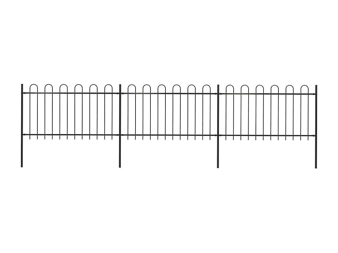 Clôture de jardin avec dessus en cerceau Acier 5,1 x 1 m Noir FR218968